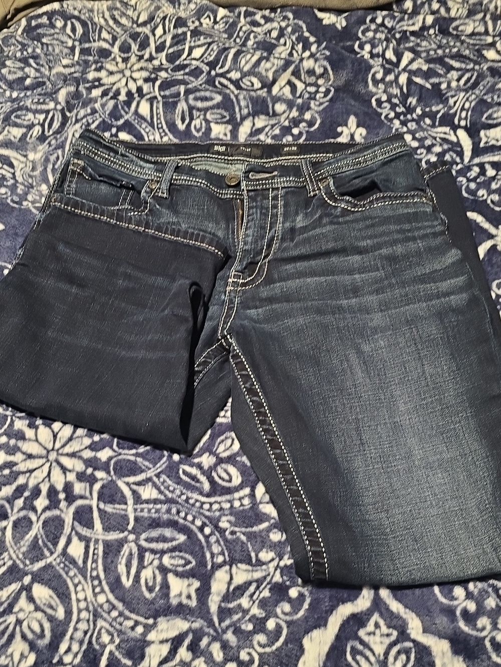 BKE Tyler Relaxed Fit Men's Dark Blue Jeans with Contrast Stitching
